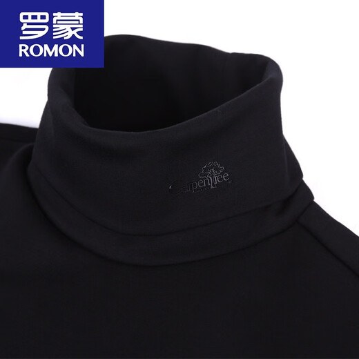 ROMON Autumn and Winter Men's Turtleneck Bottoming Shirt Slim Fit Plus Velvet Thickened Sweater Warm Underwear Long Sleeve T-shirt Fashionable Autumn Clothes Black Thick Velvet Style L Suitable (130-145Jin Jin equals 0.5kg)