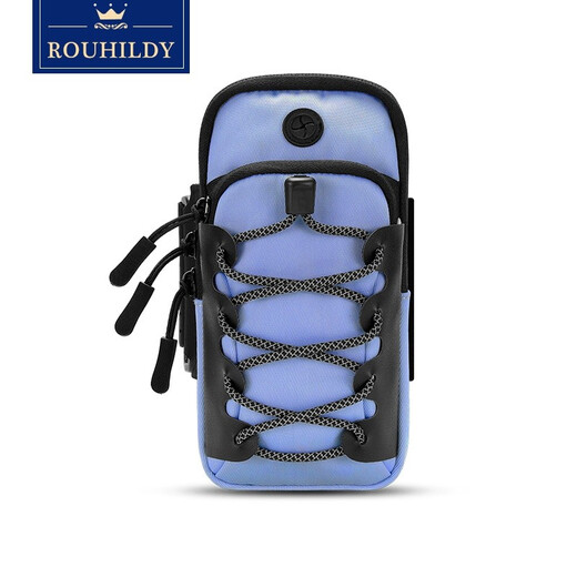 ROUHILDY running mobile phone arm bag outdoor mobile phone bag men's and women's universal sports mobile phone arm bag wrist bag waterproof mobile phone bag light blue