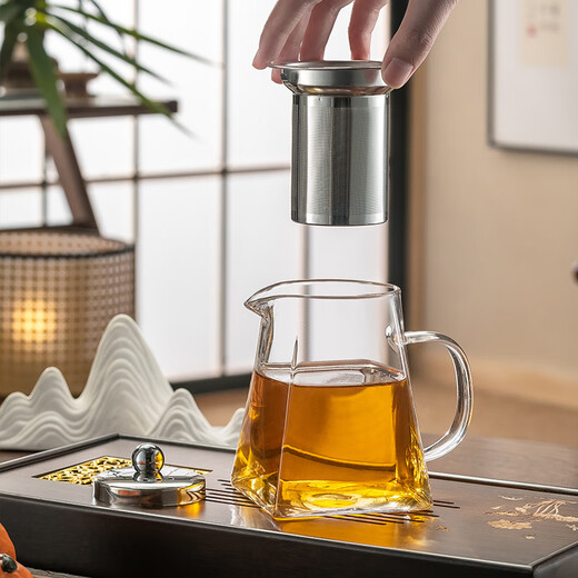 Genasi glass teapot tea water separation office home brewing tea artifact stainless steel filter Kung Fu tea set