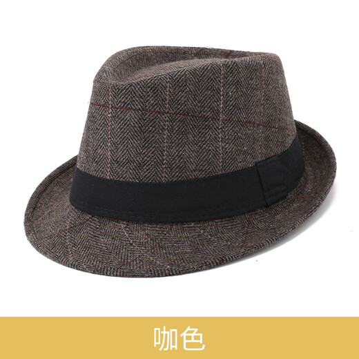 Baijichuan Men's Top Hat Spring and Autumn Elderly Hat Men's and Winter Fashion British Autumn and Winter Jazz Hat for Middle-aged and Elderly Warm Dad Hat Plaid Brown S(55-56cm)