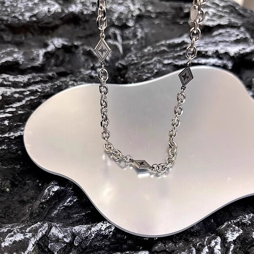 Chi Ying Wang Jiaer's same necklace sterling silver men's trendy brand versatile hip-hop style autumn and winter high-end star diamond sweater chain diamond star necklace 50cm-exquisite gift box