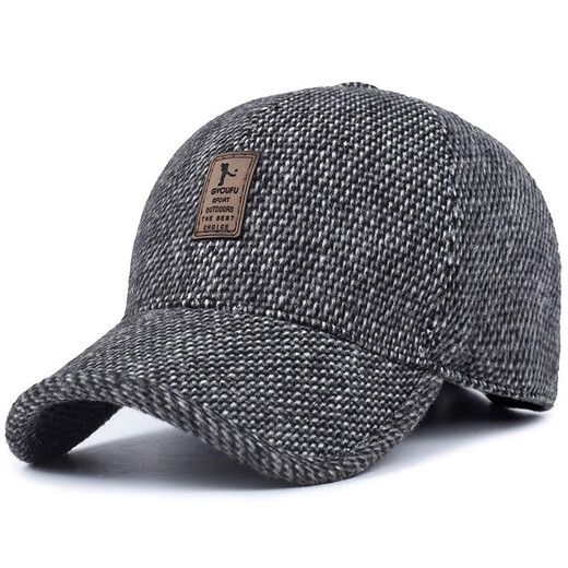 Li Ge middle-aged and elderly men's winter grandfather and father duck cap winter elderly warm thickened baseball cap elderly hat dark gray adjustable