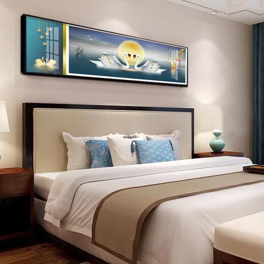莫画泸林现代简约卧室装饰画温馨浪漫床头画酒店宾馆民宿房间挂画背景墙画 10 相濡以沫12140 170*50黑框(晶瓷画)1.8-2米床头