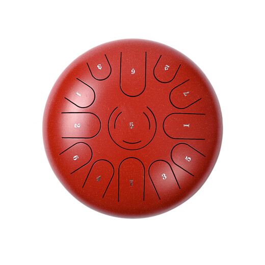 MDNG Luyin brand ethereal drum 6/7/12/14-inch steel tongue drum children's forgettable drum adult percussion instrument small 14-inch 15-tone flagship lotus heart model/cinnabar red