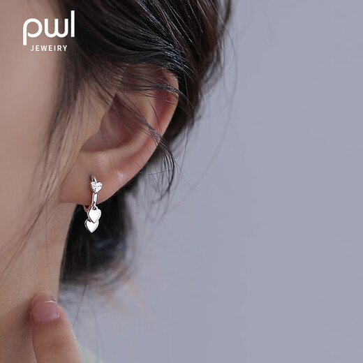 PWL925 silver love pendant earrings light luxury niche high-end heart-shaped ear buckle earrings 2025 new trendy earrings love earrings S925 silver