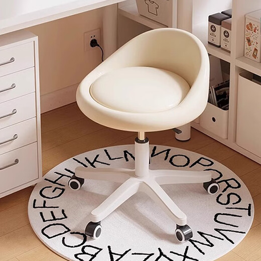 Pupan movable soft seat with wheels, liftable bench, universal wheel, backrest, dressing table, front seat stool, round stool, study chair, same style as the main picture, off-white