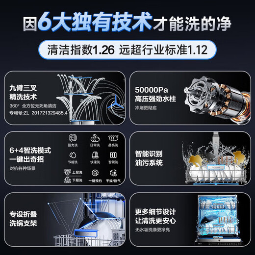 Boss floor-standing model F80D white 15+1 set capacity heavy oil stain embedded dishwasher hot air drying and disinfection 168h long-lasting storage all-in-one machine independent layered washing machine