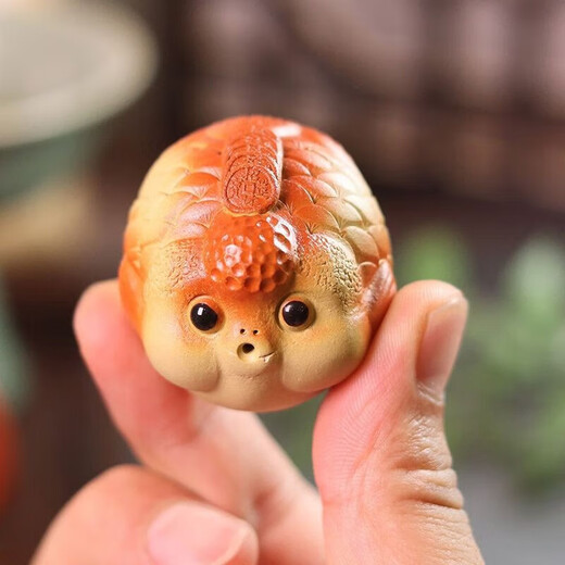 Fuyaji Yixing original mineral purple sand tea pet ornaments can be brewed and played with, bubble fish, small lucky fish tea pet, small size