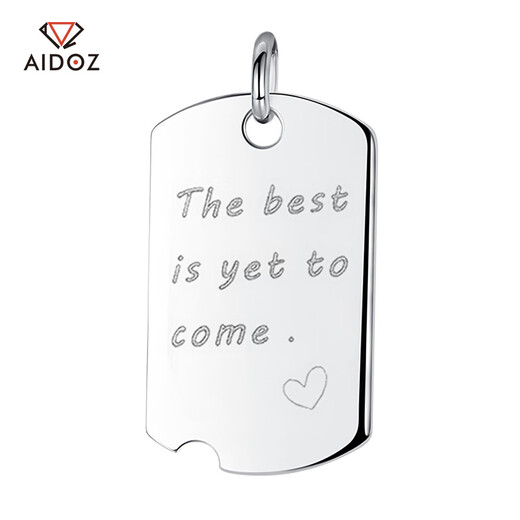 Aido Diamond pt950 Couple Platinum Pendant Platinum Tag Men's and Women's Future Personalized Pendant Single Pendant Small Size 3.4-3.6g + Delivery Leather Cord