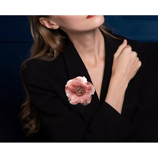 Mrs win Korean style fabric flower brooch women's niche design silk yarn three-dimensional brooch temperament dress dress accessories light blue A04-303