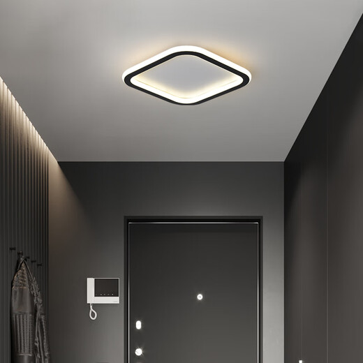 Weihuo long aisle corridor light entrance balcony light led ceiling light modern simple Nordic bedroom light minimalist 2021 black/rounded corner 30*15CM-15W white light