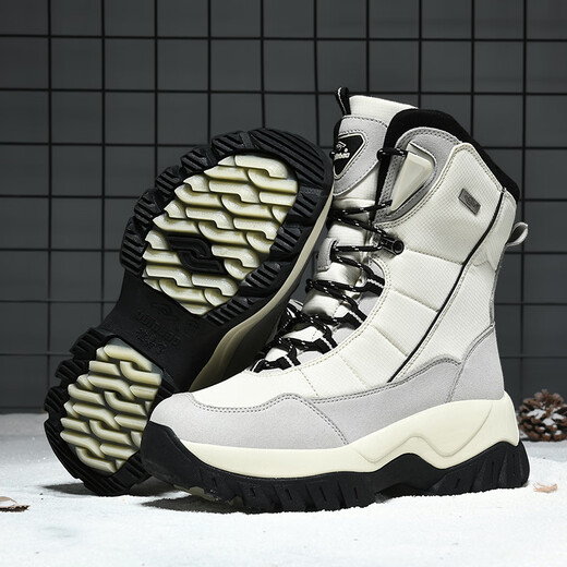 Yijiabao Snow Boots Women's Cotton Shoes Winter Velvet Brand Women's Shoes Versatile Shoes Women's Casual Shoes Thick-Soled Outdoor Travel Shoes Beige Velvet 38 Thickened Inside, Need to Take One Size Larger