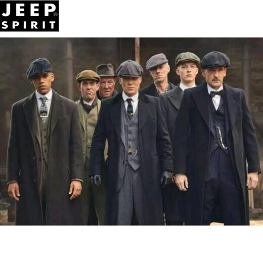 JEEP SPIRIT Shelby Coat Razor Party Peaky Blinders Suit Coat Chester Extra Long Woolen Windbreaker Suit Black XL