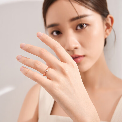 Saturday Fortune (ZLF) 18K gold diamond ring for men and women, simple engraving for couples, engagement and wedding pair, sweetheart, size T 10, women's ring