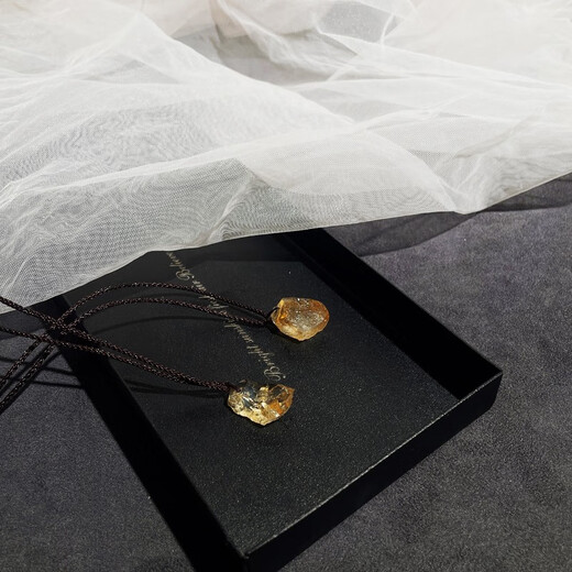 Weicheng natural citrine rough stone pendant unpolished bare stone niche necklace for men and women couples