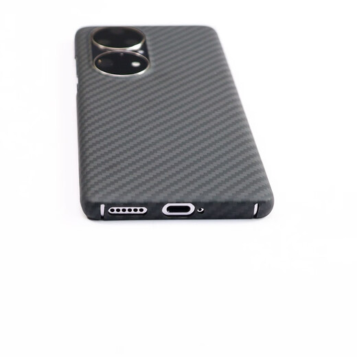 Pinkson 华为手机壳保护套凯夫拉芳纶纤维碳纤维超薄磨砂全包简约高档轻奢新款防摔男士女新潮款 黑色【覆盖镜头版】 华为P50或P50E