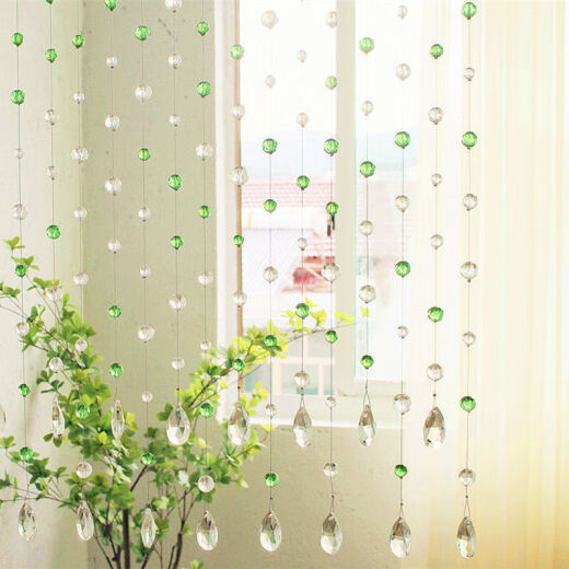 Yuan Yixuan punch-free crystal bead curtain guest restaurant partition curtain decoration door curtain wall hanging beaded entrance curtain internet celebrity Nordic new gold champagne transparent 10 pieces/0.4m 0.5m/AB Rainforest