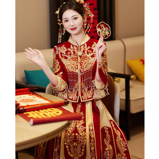 秀禾世家【东方简奢风】秀禾服婚服2025年新款新中式婚纱重工敬酒服礼服女 「新中式」N-596重工款 L