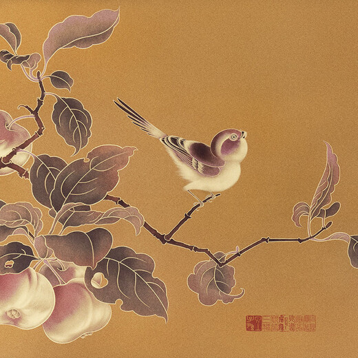 Guge Space Focus Art Entrance Painting Happy Branches New Chinese Restaurant Copper Engraving Living Room Sofa Background Wall Meter Box Decoration Painting Peaceful Joy Meter Box Gold 600x400mm Black Walnut Solid Wood Picture Frame Copper Color Burning Technology + Brass Painting Core + Package Installation