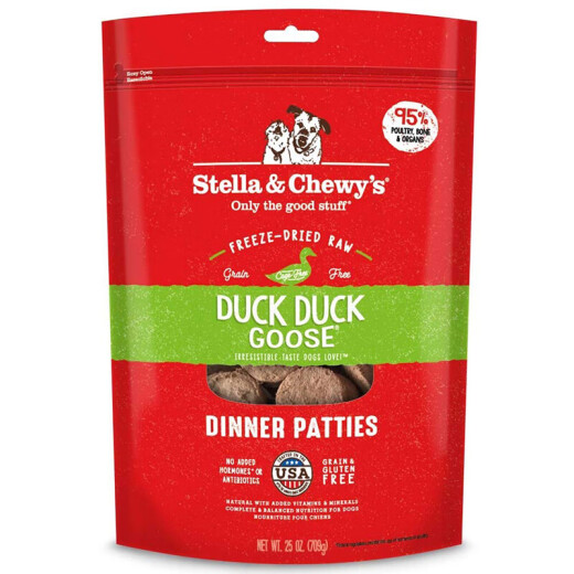 STELLA/CHEWY'S SC staple food freeze-dried meat pie dog food for all stages of adult puppies universal raw bone and meat mixed food imported food to remove tear stains #Free-range duck and goose meat 397g24.11