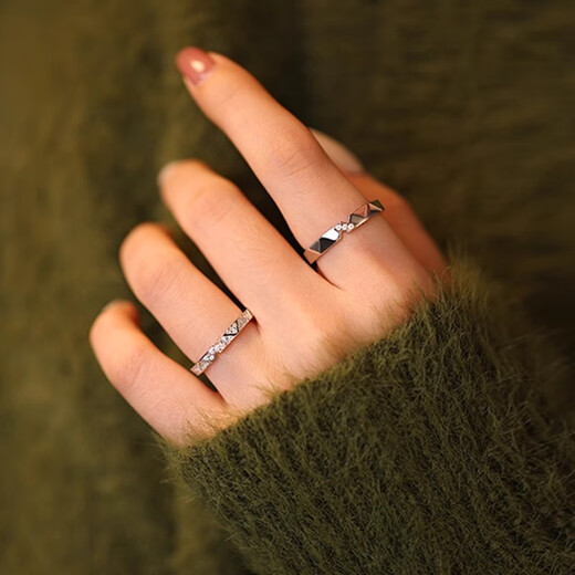 MZMZ Platinum Couple Ring PT950 Platinum Knot Engagement Fashion Diamond Pair Ring Valentine's Day Birthday Gift for Girlfriend Light Luxury Style - Paper Short Love Long Pair Ring