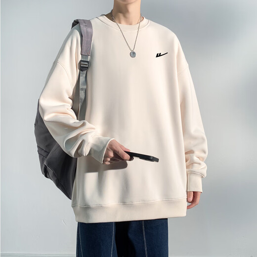 回力卫衣男春秋长袖T恤上衣休闲体恤秋衣休闲服打底衫情侣纯色宽松 LG-HL-B2-31-FKS691咖啡 2XL (建议165-190斤)