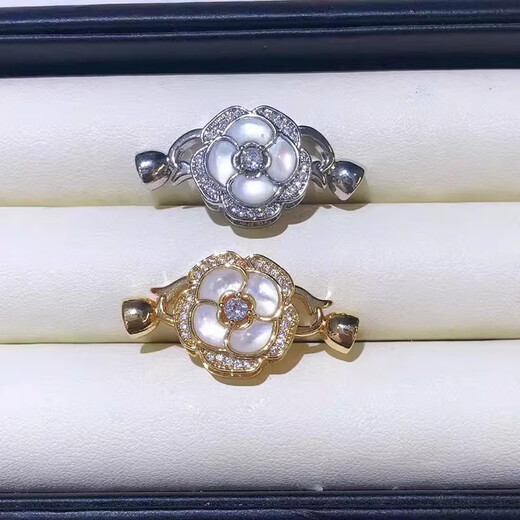 Yujingji Fat Donglai same style 18K gold pearl necklace buckle head natural abalone camellia handmade jewelry bracelet buckle with gold and white shell accessories