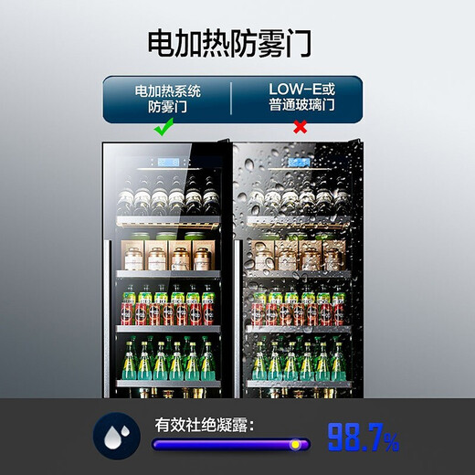 BAIKAILUN office glass door red wine tea beverage cabinet small home commercial living room fruit preservation cabinet air-cooled frost-free refrigerated cabinet display cabinet 1.25 meters high air-cooled frost-free flat style