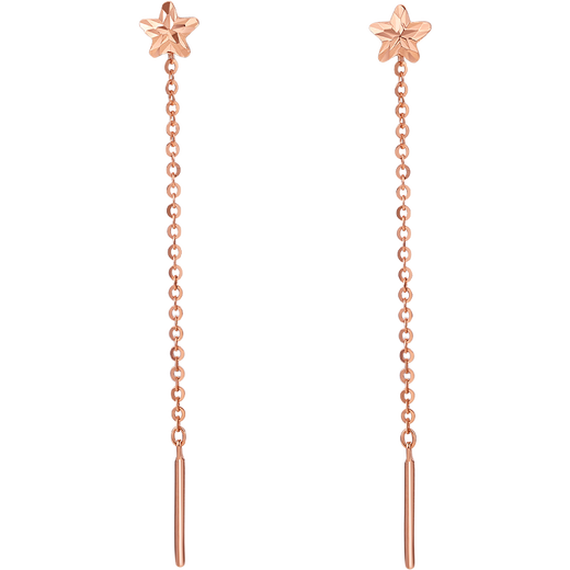 Saturday Fu Hong 18K Gold Ear Thread Female Little Star Colorful Gold Ear Thread Earrings Birthday Gift C0911386 Pair