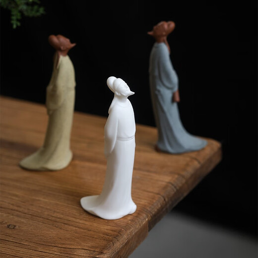 Fw Li Bai Statue Ancient Character Ceramic Sculpture Home Decoration Crafts Living Room Office Study Desktop Ornament Li Bai - Colored Sand Blue Gray Style