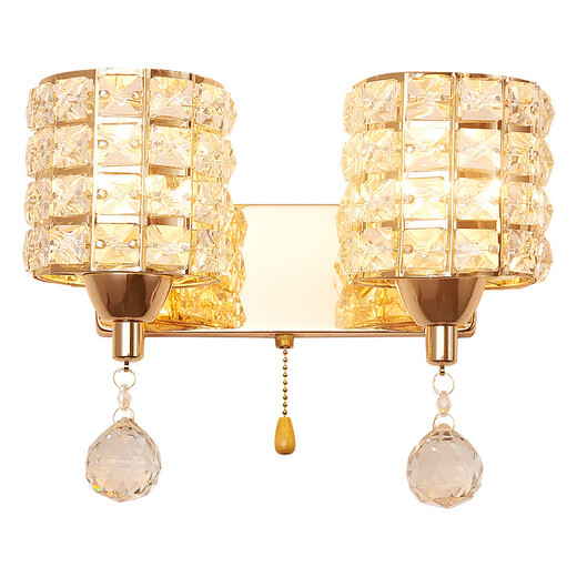 Wall lamp with built-in switch LED bedroom bedside lamp with pull switch modern simple balcony staircase living room aisle double-head wall lamp silver BD02-1 with pull switch