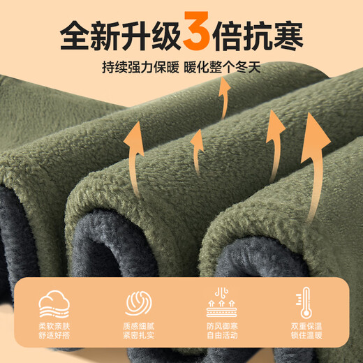 MINISO double-sided polar fleece soft and glutinous drape pants for men, autumn and winter velvet thickened sweatpants, loose straight wide-leg sweatpants, palm green 4XL (weight 205-230Jin Jin is equal to 0.5 kg)