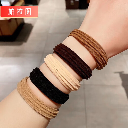 PLATO Seamless Rubber Band Women's Hair Tie, High Elasticity and Durable Hair Tie, Hair Tie, Hair Tie, Thick High Ponytail, Striped Style, Mixed Color, 5 Pieces, Same Style as Internet Celebrities, High Elasticity Hair Tie that Will Not Harm Hair