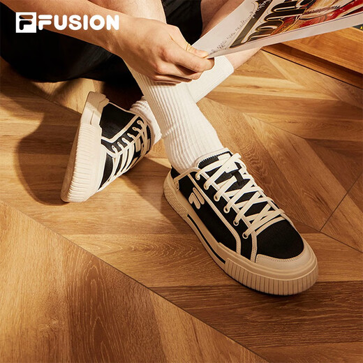 FILA FUSION Fila marca de moda WALLRIDE DX zapatos de hombre zapatos de lona de una sola pierna zapatillas nuevas negro/blanco leche-BG 41