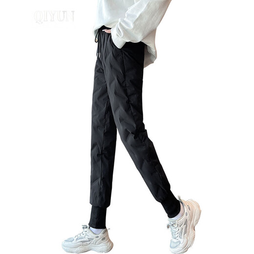 QIYUN羽绒裤女外穿情侣冬季加绒保暖东北哈尔滨防寒防风骑行冲锋棉裤男 银边】女款 M 女款建议80-100斤