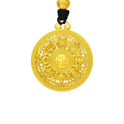 Fat Donglai's same style 18k gold eight-treasure compass pendant yellow l gold real gold ancient method inheritance Ping'an Blessing brand men's and women's necklace Xifu eight-treasure compass (+rope+beads)