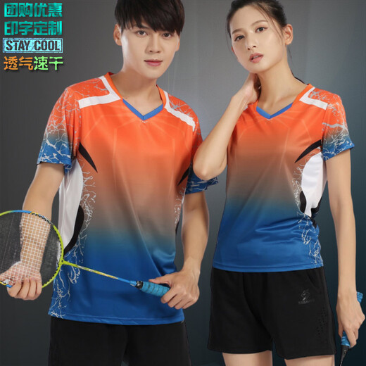 Event Wei-Gruppe Kauf von Badminton-Kleidungsstücken, das angezeigt wurde, hingelegener Kragen und Frauen Sportbekleidungsdruck Schnelltrocknend Sommer kurzärmelige Paar Ballkleidung Frauen 3890 Red Match 3621 Black XL