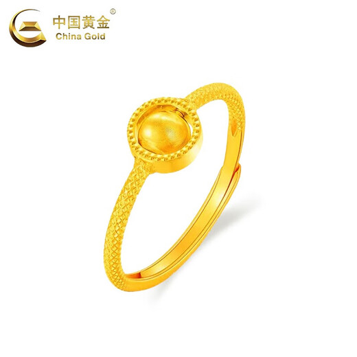 China Gold (CHINA GOLD) gold fortune ring women's solid gold cat's eye bead transfer bead ring wedding gift for girlfriend birthday gift fortune ring about 2.8g