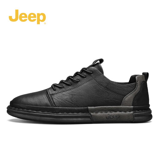 Jeep men's shoes British breathable business casual leather shoes men's lightweight versatile men's formal shoes soft sole shoes men black (leather shoe size) 42