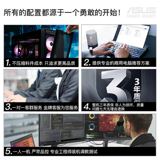 ASUS Core I5 12400/13400 Integrated Display Commercial Office Customer Service Design Desktop Host Game Computer Enterprise Procurement DIY Assembly Machine Designer Complete Machine with Four i5 14490F+16G+1TB Office Host