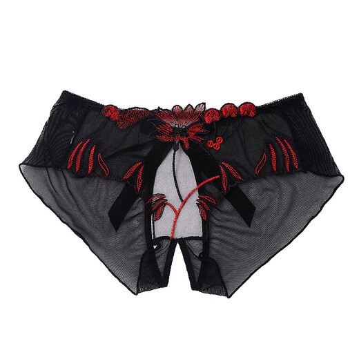 Sexy and interesting underwear for women thongs in the same room, open crotch and reveal their vaginas, and convenient sex supplies to stimulate lace perspective sexy and seductive three-point women's hole-opening underwear to avoid sleeping 838 bean paste L