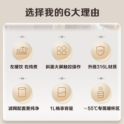 SUPOR Health Kettle Double Pot Combination Set Kettle Insulation Integrated Fully Automatic Constant Temperature Electric Kettle Office Tea Kettle Stew and Warm Three-in-One 316L Stainless Steel Filter Beige 1L