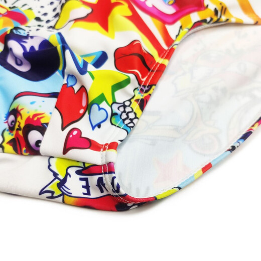 UXH Men's Anime Personalized Fashion Printed Swimming Briefs Comfortable and Close-fitting Beach Youth Swimming Pool Beach Equipment White L