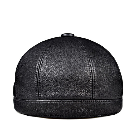 Woodpecker Autumn and Winter Genuine Leather Hats for Middle-aged and Elderly Men Sheepskin Octagonal Hat Fashion Duck Bill Newsboy Beret Trendy Painter Black Sheepskin Thin Style (No Ear Protection) XL (57-58cm) Small Internal Adjustment