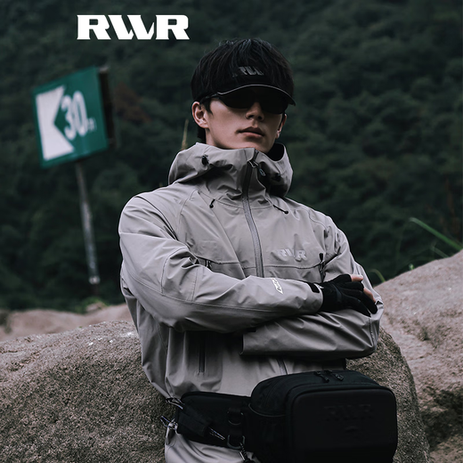 RVVR23 new hard shell mountaineering jacket, mountaineering pants, outdoor sports suit, fishing jacket, windproof, rainproof and waterproof 810 new style, down mountaineering jacket, black L