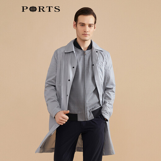 PORTS Men's spring men's mid-length windbreaker MM8T002MWO019 LT GRAY S
