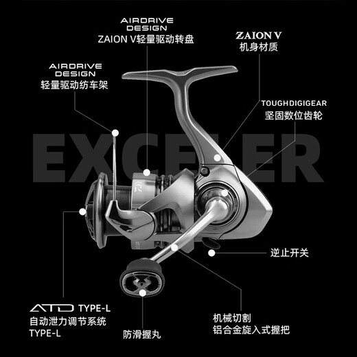 DAIWA's new EXCELER LT small spinning wheel general-purpose spinning wheel metal long-range fishing reel EXCELER LT 2500-XH left and right hand interchangeable type
