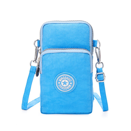 QUEEN TRIP 2022 new mobile phone bag Korean style canvas shoulder bag diagonal nylon coin purse outdoor running bag sports arm bag sky blue