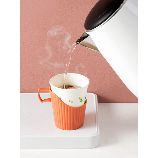 Disposable paper cup holder cup holder household cup holder cover thickened plastic anti-scalding hand insulation creative paper cup holder tea cup holder coral red