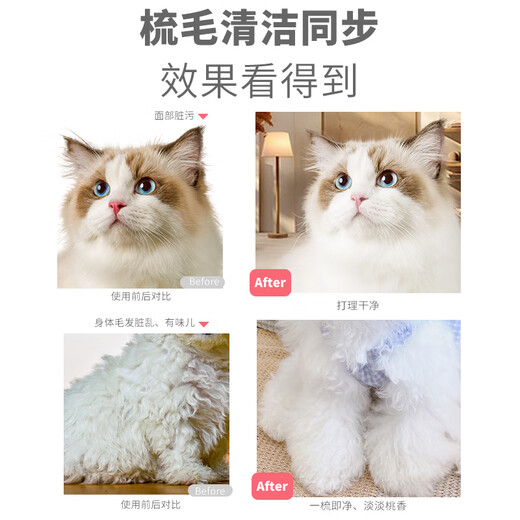 L&W BROS. Pet Comb Teddy Bear Cat Facial Cleansing Mousse Comb Bath-Free Foam Cat Hair Comb Supplies